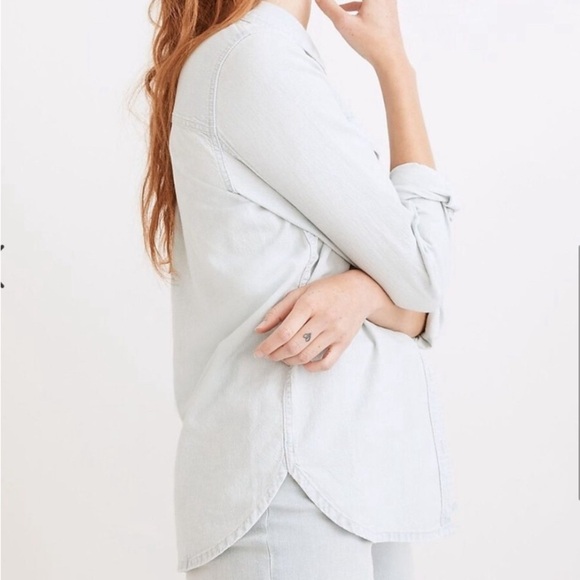 Madewell Denim Shirt Jacket Button Down Lightweight Cotton Small Light Wash NWT - Picture 3 of 14